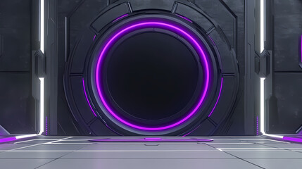 Fototapeta premium Black Ring with Purple and White Light Halo