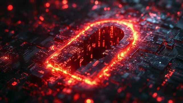 A keylogger icon hovering over a computer keyboard with encrypted data flowing from it. 262