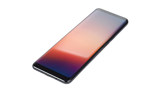 Smartphone with Screen: The sleek silhouette of a modern smartphone, showcasing a vibrant, gradient display, represents cutting-edge technology.
