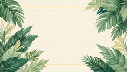 Elegant Tropical Leaf Design Soft Green & Cream Botanical Background
