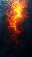 Fototapeta premium Fiery Orange Flames Against a Dark Smoky Background