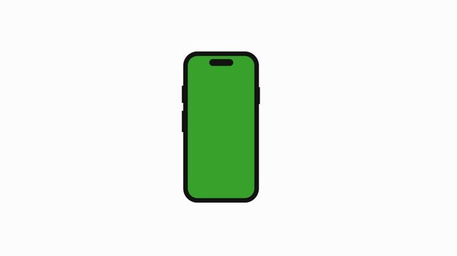 animated 3d smartphone mockup on green screen with white background. mobile phone mockup animation chroma key. cellphone mockup presentation green screen. blank moving iPhone mockups. 
