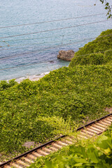 Railway tracks in the countryside near Black Sea, Georgia