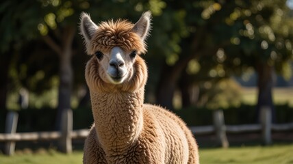 Obraz premium Alpaca portrait in field (1)
