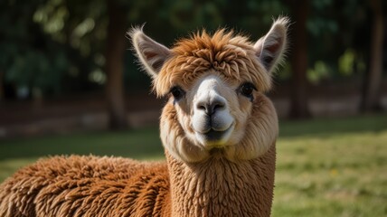 Cute alpaca in a field