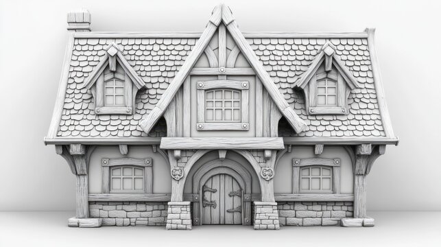 Detailed architectural model of a quaint fairytale cottage building