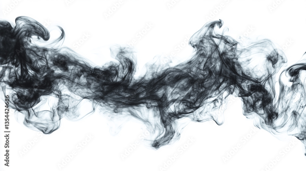 Aufkleber black smoke swirls and plumes against a stark white backdrop creating a dynamic and ethereal effect