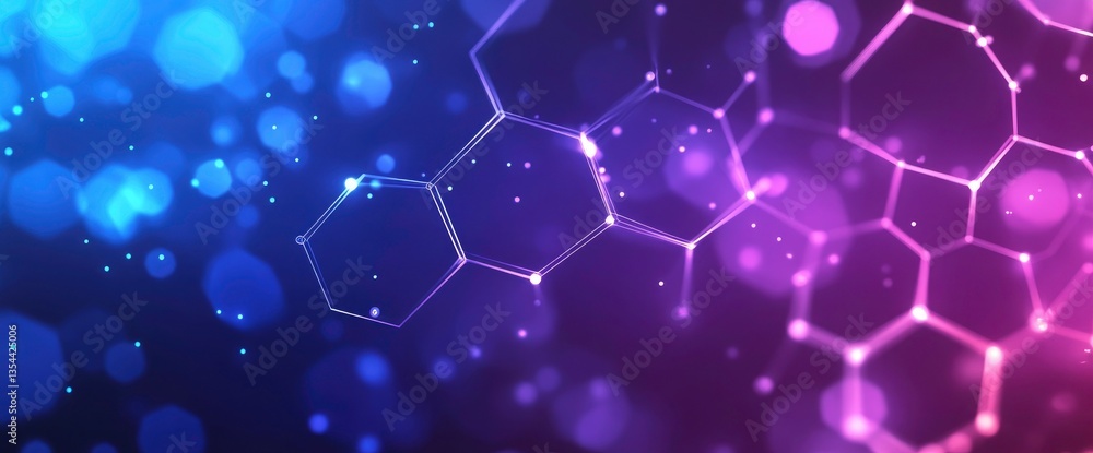 Poster abstract hexagonal network design with bokeh