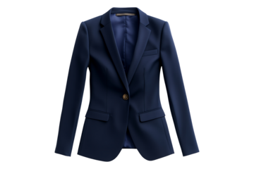 A navy blue blazer for women Isolated on Transparent Background PNG Image.