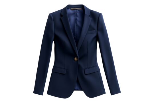 A navy blue blazer for women Isolated on Transparent Background PNG Image.