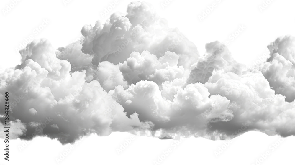 Poster celestial cotton: fluffy, white cumulus clouds float across the frame, evoking a sense of peace and 