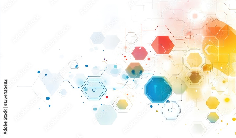 Poster colorful abstract hexagonal network design for modern technology backgrounds