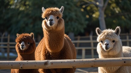 Three alpacas in a pen
