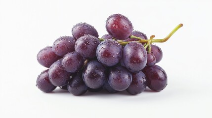 Red Grapes Cluster With Water Droplets On White Background