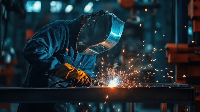 Welder at Work with Protective Gear