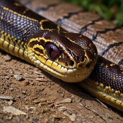 Snake close-up on dirt