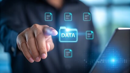 Computer and dashboard for data business analysis and Data Management System with KPI and database for technology finance, operations, sales, digital marketing