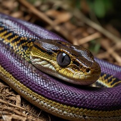 Close-up of a snake with vibrant colors