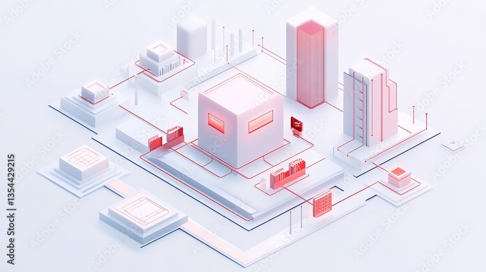 Aufkleber abstract isometric representation of a complex data network
