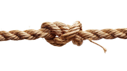 Fototapeta premium Knot of Strength: An intricately tied knot in a sturdy rope, symbolizing connection, security, and resilience, captured in striking detail.
