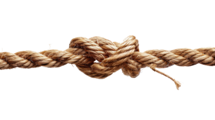 Knot of Strength: An intricately tied knot in a sturdy rope, symbolizing connection, security, and resilience, captured in striking detail.