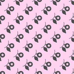 Fir tree toys on garland solid seamless pattern, happy christmas theme. Vector graphics. Christmas tree decorations sign with background, repeat glyph icon.