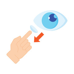 putting in contact lenses flat design