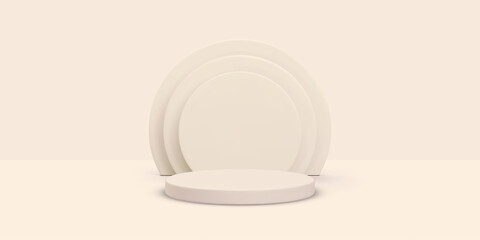 Abstract 3D room with set of realistic cylinders. Minimal scene for product display mockup presentation. Vector illustration