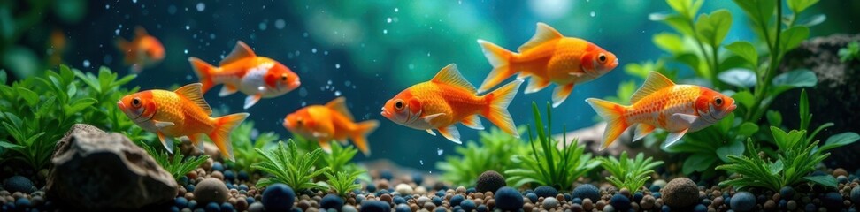 Naklejka premium School of colorful fish swimming together in a bowl , ocean, aquatic