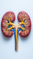 Naklejka premium Detailed Anatomical View of Human Kidneys with Vascular Structures