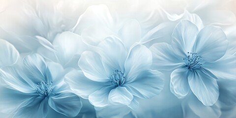 Light Blue Flowers with Soft Gradient Petals and Dark Blue Stamens for Fresh and Tranquil Backgrounds