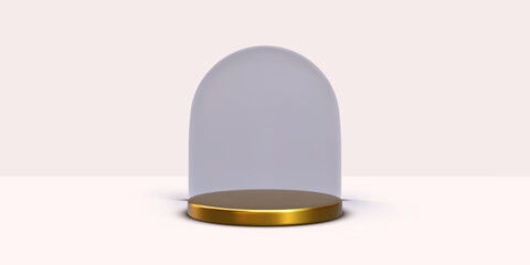 Abstract 3D room with set of realistic cylinders. Minimal scene for product display mockup presentation. Vector illustration