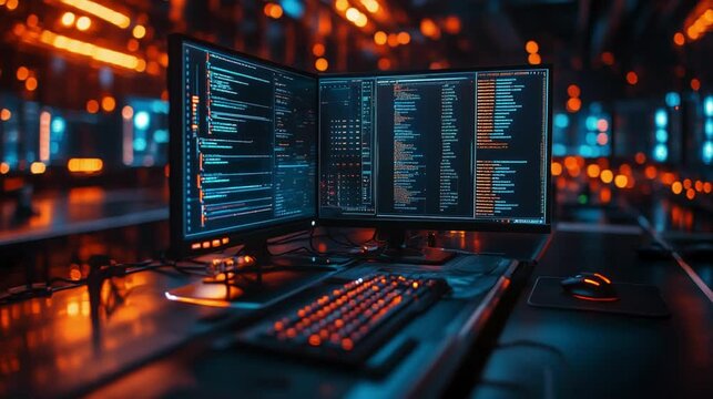 A keylogger running in the background of a laptop, with a user unaware of the danger as they type. 270