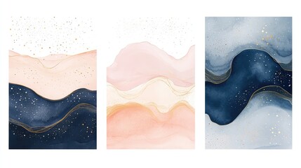 Abstract Watercolor Set: Navy Blue