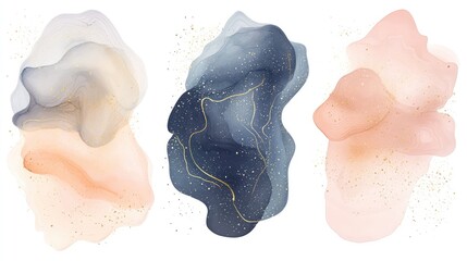 Abstract Watercolor Set: Navy Blue