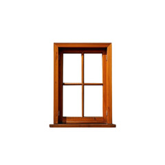 Obraz premium A rustic wooden window pane inviting sunlight into a cozy room with rich brown tones and a simple design, transparent background.