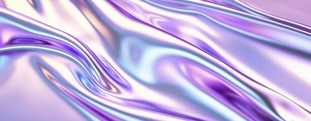 Iridescent Purple Satin Fabric with Smooth Fluid Waves and Shiny Metallic Reflections