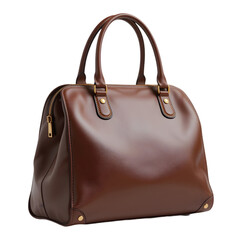 Brown Leather Handbag, Women's Tote Bag, Classic Design transparent background png generated ai