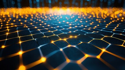 Fototapeta premium Abstract digital hexagon grid with glowing lights