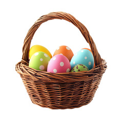 Easter eggs in wicker basket springtime joy colorful treats