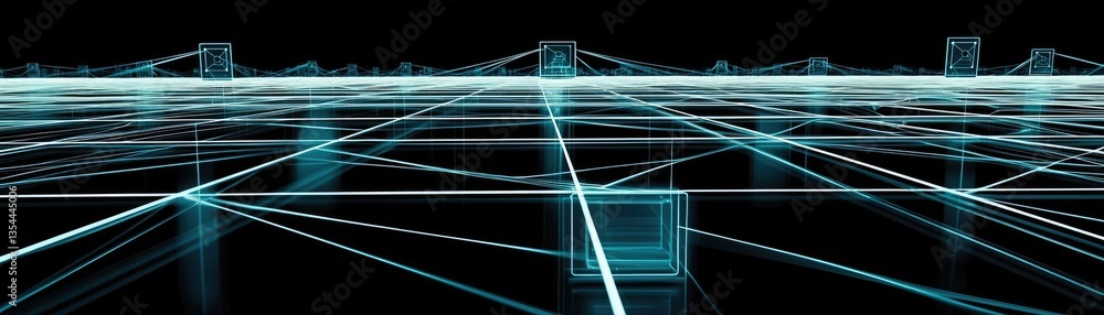 Aufkleber abstract blue technology network for science, data transfer, or connection background use