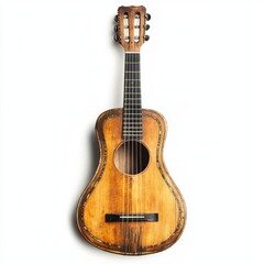 Naklejka premium Generic Folk Guitar Overview Background. Strings Wooden