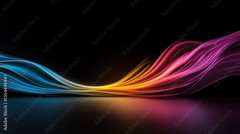 Poster dynamic flow colorful waves abstract art display digital modern aesthetic close-up view visual harmo