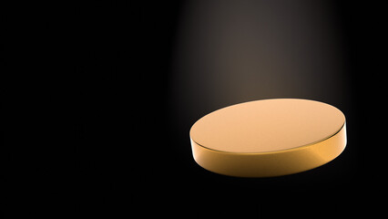 Golden hovering product display with light ray