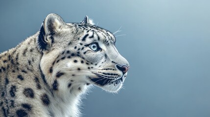Obraz premium Snow Leopard Profile Against Soft Gradient