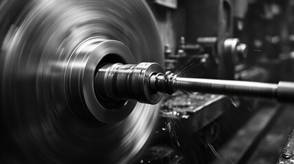 Close-Up of a Metal Lathe Cutting a Metal Rod