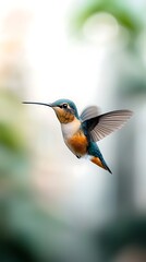Fototapeta premium Hummingbird in flight, vibrant colors (1)