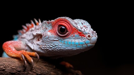 Fototapeta premium Close-up of a vibrant lizard with striking colors. 