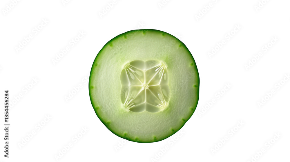Aufkleber cool cucumber slice: a close-up image of a refreshing cucumber slice, showcasing its vibrant green s