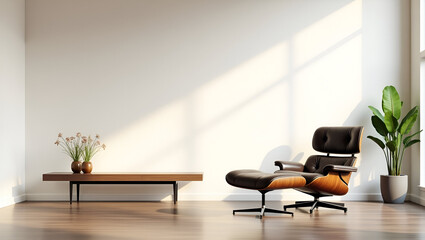 Serene and Airy Modern Mid-Century Minimalist Living Room

